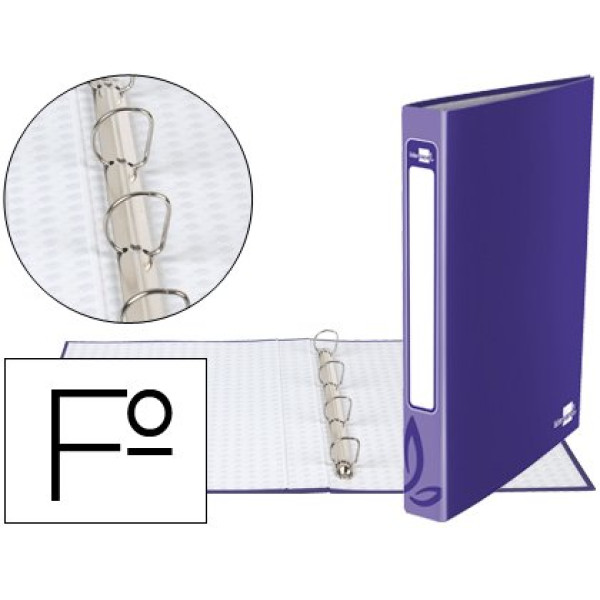Carpeta anillas LIDERPAPEL FOLIO 4 anillas 1.75 mm carton forrado, color morado Carpeta anillas LIDERPAPEL FOLIO 4 anillas 1.75 mm carton forrado, color morado