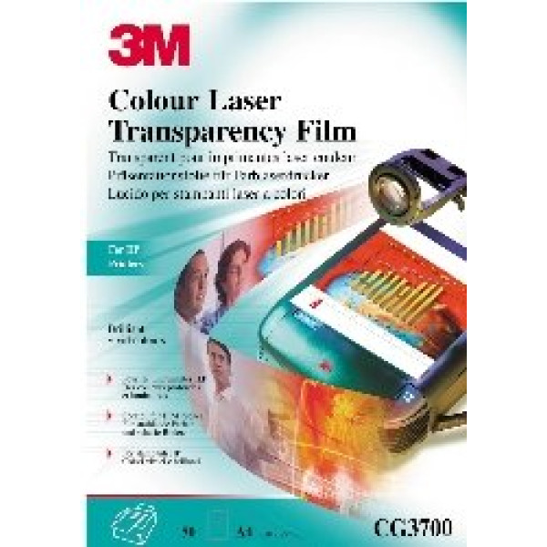 Transparencias 3M sin banda ni papel 50 hojas/caja