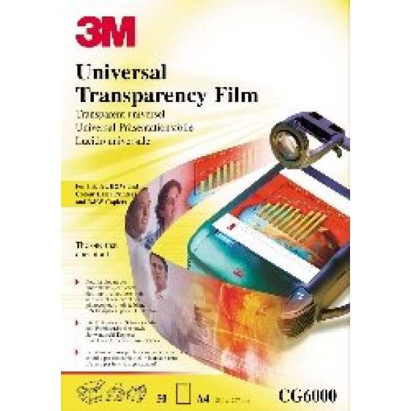 Transparencias 3M con banda de papel removible 50 hojas/caja multiusos