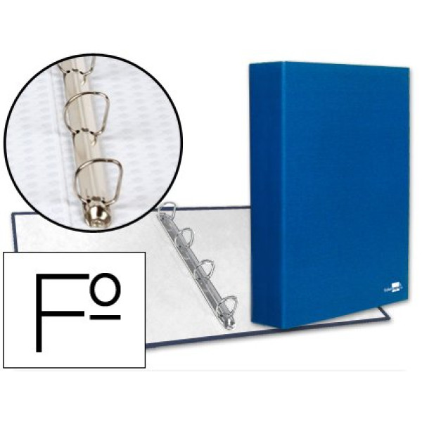 Carpeta 4 anillas LIDERPAPEL folio 40mm mixtas Azul carton forrado Carpeta 4 anillas LIDERPAPEL folio 40mm mixtas Azul carton forrado