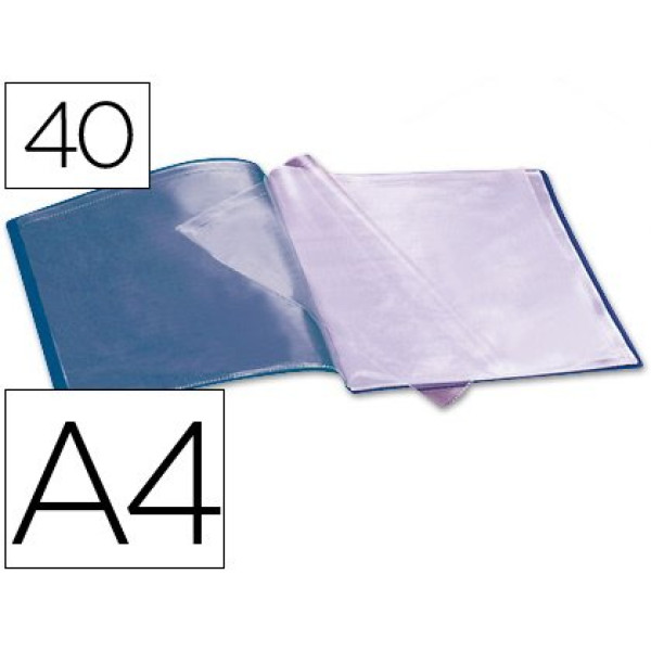 Carpeta LIDERPAPEL escaparate DIN A4 azul con 40 fundas fijas, polipropileno Carpeta LIDERPAPEL escaparate DIN A4 azul con 40 fundas fijas, polipropileno