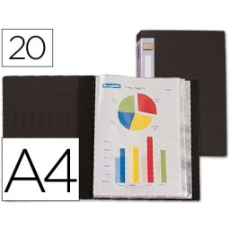 Carpeta fundas LIDERPAPEL DIN A4 negra 20 hojas