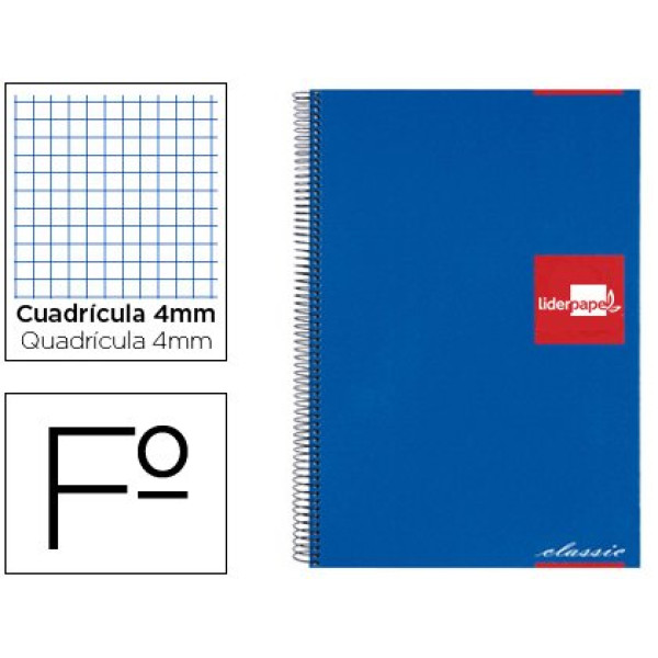 Cuaderno LIDERPAPEL FOLIO espiral cuadricula AZUL 100 h. Tapa forrada Cuaderno LIDERPAPEL FOLIO espiral cuadricula AZUL 100 h. Tapa forrada