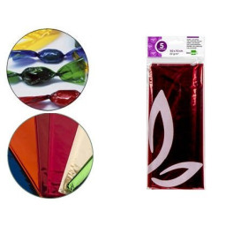 Papel celofan LIDERPAPEL Bolsa 5h. Rojo 50x70cm, 22gr/m.