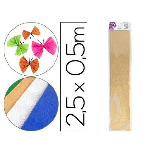 Papel crespon LIDERPAPEL rollo 50cm x 2.5m Metalizado Oro Papel crespon LIDERPAPEL rollo 50cm x 2.5m Metalizado Oro
