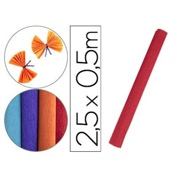 Papel crespon LIDERPAPEL rollo 50cm x 2.5m Rojo Papel crespon LIDERPAPEL rollo 50cm x 2.5m Rojo