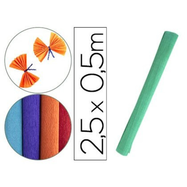 Papel crespon LIDERPAPEL rollo 50cm x 2.5m Verde Papel crespon LIDERPAPEL rollo 50cm x 2.5m Verde