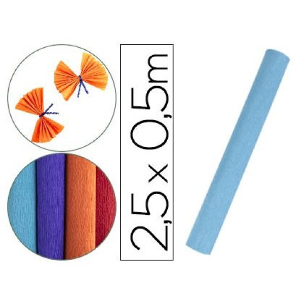 Papel crespon LIDERPAPEL rollo 50cm x 2.5m Celeste Papel crespon LIDERPAPEL rollo 50cm x 2.5m Celeste