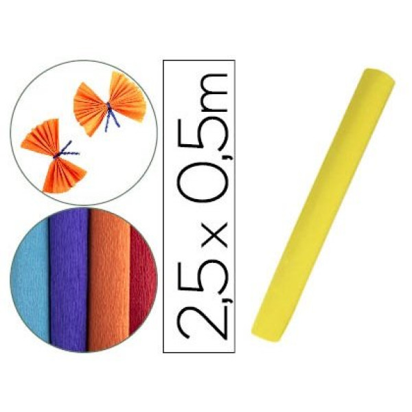 Papel crespon LIDERPAPEL rollo 50cm x 2.5m Amarillo Papel crespon LIDERPAPEL rollo 50cm x 2.5m Amarillo