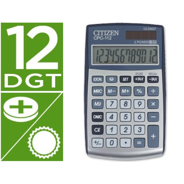 Calculadora CITIZEN sobremesa CPC-112 12 dígitos    120X72X9 MM