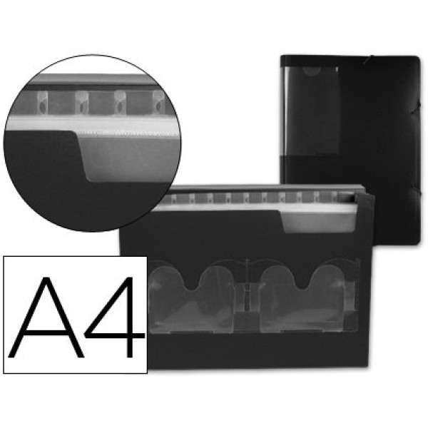 Carpeta LIDERPAPEL beautone clasificador fuelle poliprop.DIN A4 - 13 departamentos, color negro