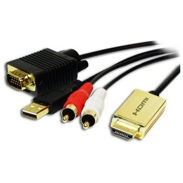 Cable MICROCONNECT convertidor HDMI a VGA/Audio HMDI-tipo A 19pin (M) a VGA(M)+Audio+USB(M) Cable MICROCONNECT convertidor HDMI a VGA/Audio HMDI-tipo A 19pin (M) a VGA(M)+Audio+USB(M)