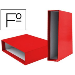 Caja archivador de palanca LIDERPAPEL FOLIO cartón Classic Rojo 82 mm