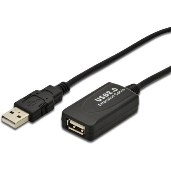Cable DIGITUS USB 2.0 tipo A M - USB 2.0 tipo A H 5m., negro (repeater extensión con amplificador) Cable DIGITUS USB 2.0 tipo A M - USB 2.0 tipo A H 5m., negro (repeater extensión con amplificador)