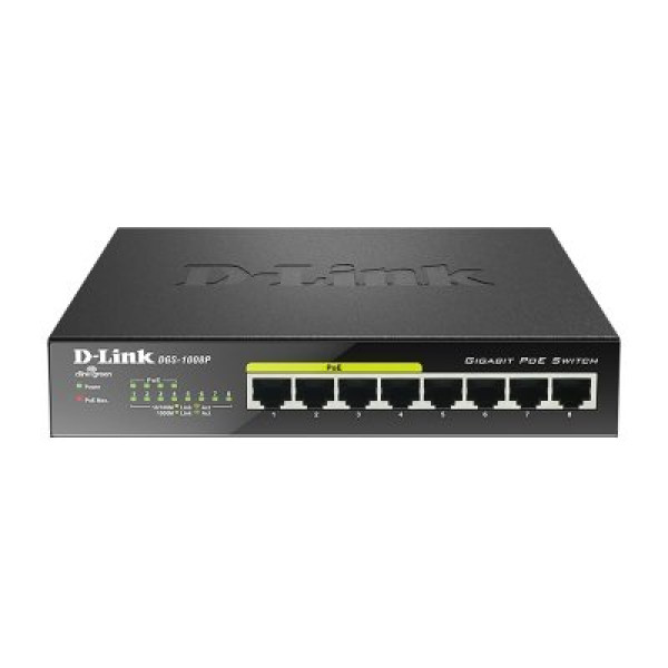 Switch D-LINK 8-puertos PoE (4p PoE + 4p normales) 10/100/1000Mbps no gestionable Switch D-LINK 8-puertos PoE (4p PoE + 4p normales) 10/100/1000Mbps no gestionable