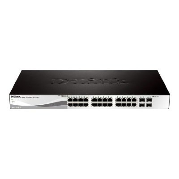 Switch D-LINK WebSmart+ 24-puertos y 4p.SFP 10/100/1000Mbps gestionable Layer 3 Static Routing