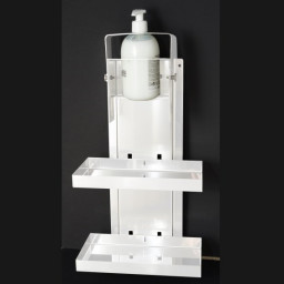 Soporte de pared DM-8907 metálico color blanco con portadosificador de gel. 50x15x15cm