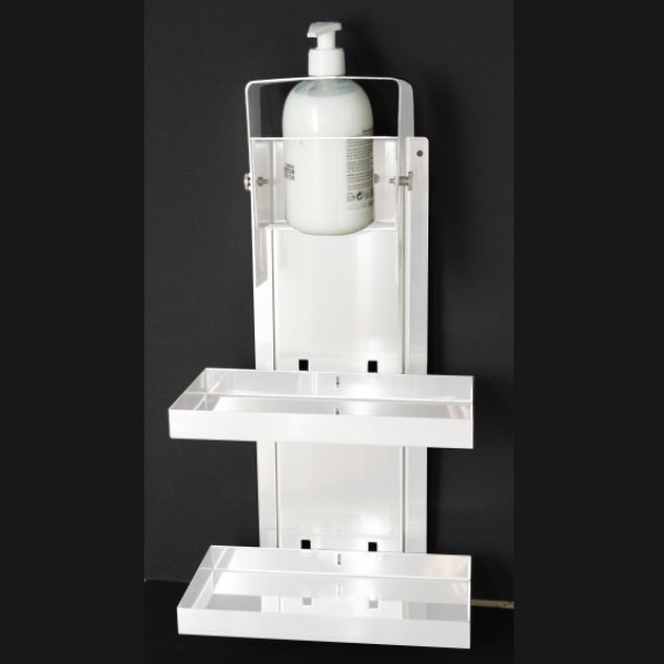 Soporte de pared DM-8907 metálico color blanco con portadosificador de gel. 50x15x15cm
