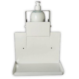 Soporte sobremesa DM-8927 metálico color blanco con portadosificador de gel. 27x20x15cm