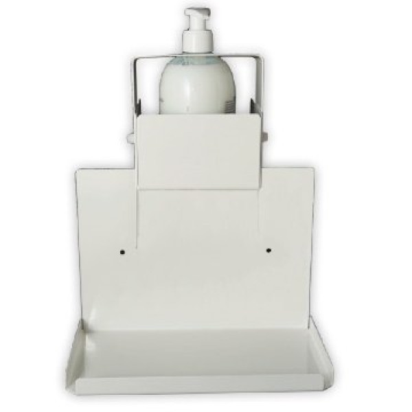 Soporte sobremesa DM-8927 metálico color blanco con portadosificador de gel. 27x20x15cm