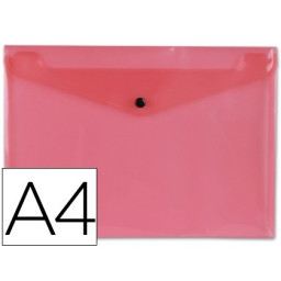 Carpeta dossier LIDERPAPEL DIN A4 roja transpar. tipo broche, plástico polipropileno, para 50 hojas