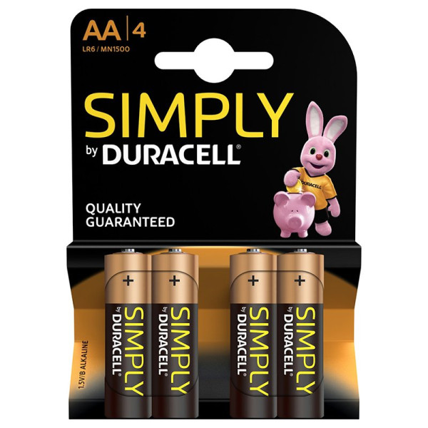 (4) Pilas DURACELL LR06 Alcalina SIMPLY AA Blister