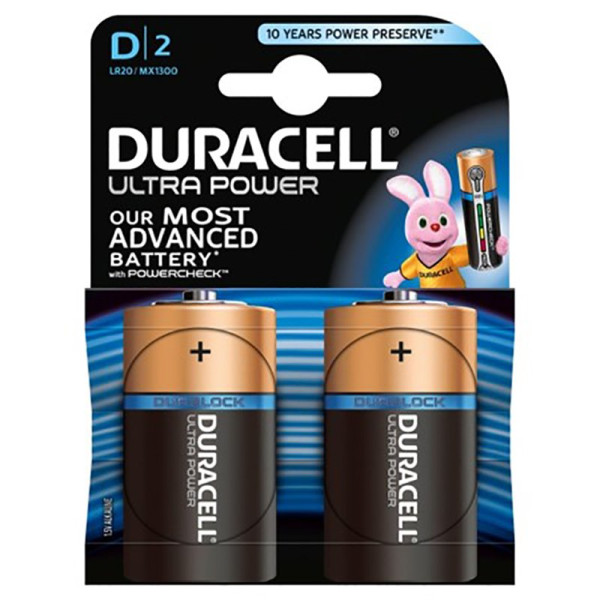 (2) Pilas DURACELL Ultra Power LR20 - tipo D 1,5V, Duralock, alcaline, blister
