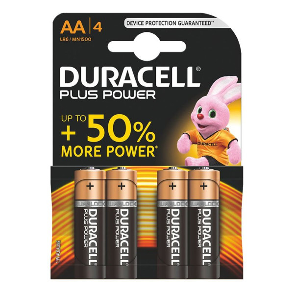 (4) Pilas DURACELL Plus Power AA -LR06 plus Up to +50% More Power, Duralock, alcalina, blister (4) Pilas DURACELL Plus Power AA -LR06 plus Up to +50% More Power, Duralock, alcalina, blister