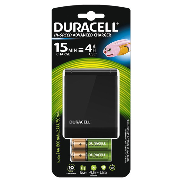 Cargador 2 pilas recargables DURACELL AA / AAA Carga rápida. Incl.pilas  2xAA + 2xAAA (CEF27)