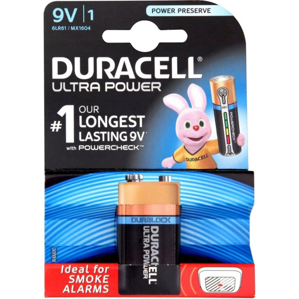 (1) Pila DURACELL LR61 Ultra Power - 9V (Petaca) Duralock, alcalina, blister