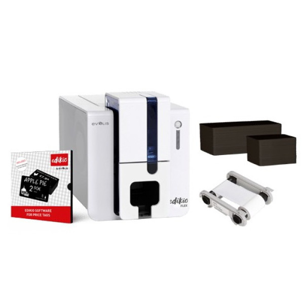 EVOLIS Flex Price Tag solution - simplex, USB/Eth 1 ribbon blanco+100/100tarj.neg+softwar.Edikio Std EVOLIS Flex Price Tag solution - simplex, USB/Eth 1 ribbon blanco+100/100tarj.neg+softwar.Edikio Std