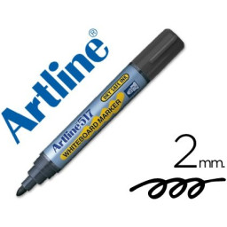 Rotulador ARTLINE pizarra blanca 2mm color negro punta redonda, tinta antisecado, 600m escritura