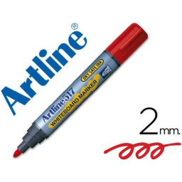 Rotulador ARTLINE pizarra blanca 2mm color rojo punta redonda, tinta antisecado, 600m escritura