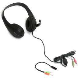 Auriculares con micrófono FREESTYLE FH4008B Black cable 2mt. 2xminiJack 3.5mm +adapt.1xminiJack
