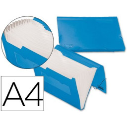Carpeta fuelle LIDERPAPEL DIN A4 verde transp. 13 departamentos, polipropileno