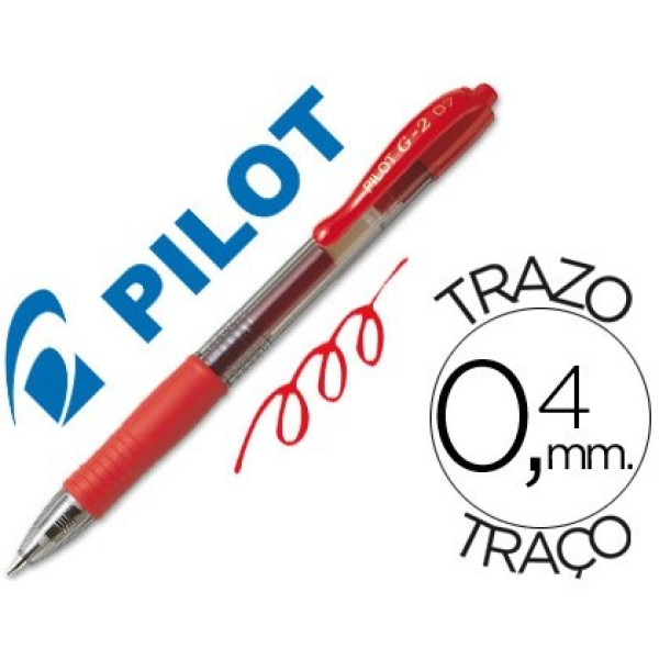 Bolígrafo PILOT G-2 retráctil rojo Tinta GEL. Trazo 0,4mm. Punta 0,7mm. (BL-G2-7) Bolígrafo PILOT G-2 retráctil rojo Tinta GEL. Trazo 0,4mm. Punta 0,7mm. (BL-G2-7)
