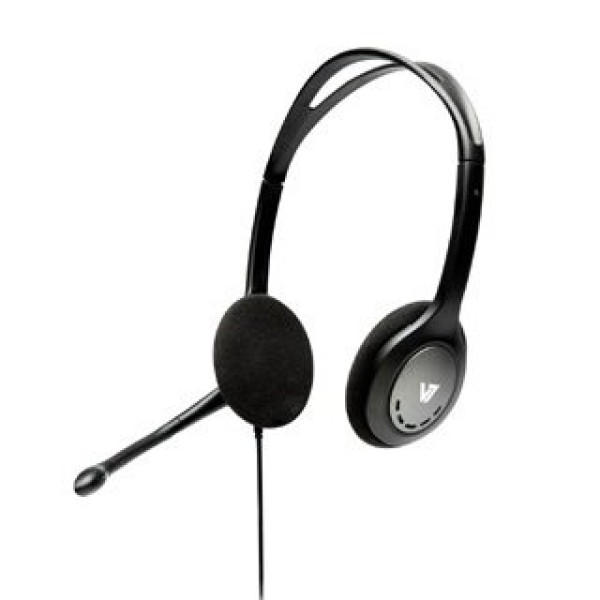 Auriculares V7 HA201-2EP de diadema biaural con micrófono, 20kHz, mini-jack 1,80m