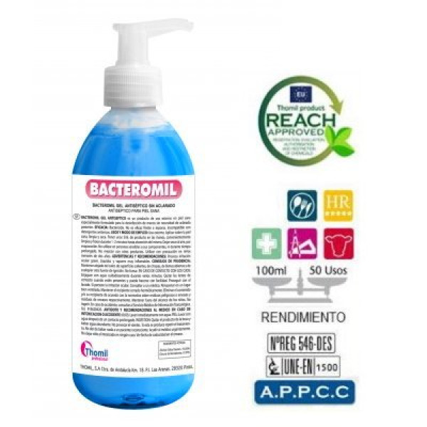 BACTEROMIL gel alcohólico desinfectante 500ml gel manos bactericida y viricida BACTEROMIL gel alcohólico desinfectante 500ml gel manos bactericida y viricida