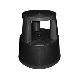 Taburete Q-CONNECT ruedas retractiles negro 2 niveles, tres ruedas
