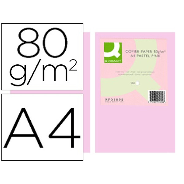 Papel Q-CONNECT 500A4  80g.  Hojas rosa