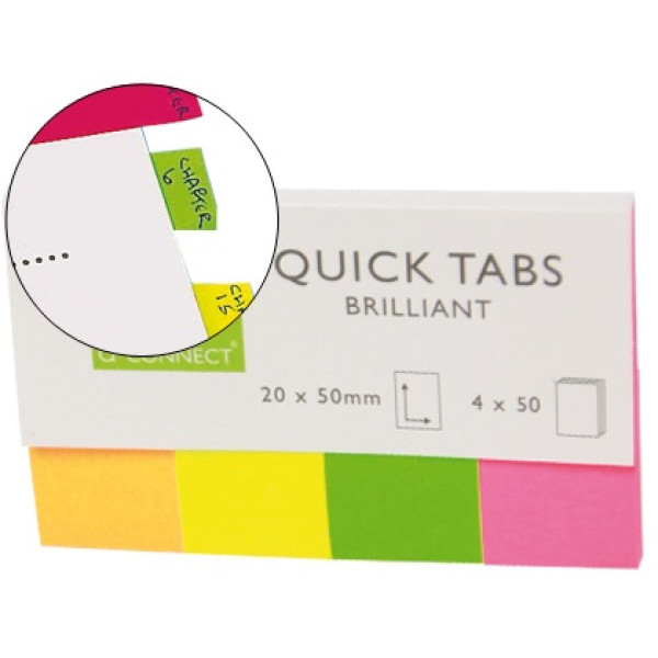 Banderitas separadoras QUICK TABS 4 colores x 50h 20x50mm BRILLIANT (flourescentes) Banderitas separadoras QUICK TABS 4 colores x 50h 20x50mm BRILLIANT (flourescentes)