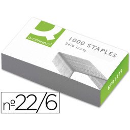 Caja 1000 grapas Q-CONNECT 22/6 24/6 galvanizadas