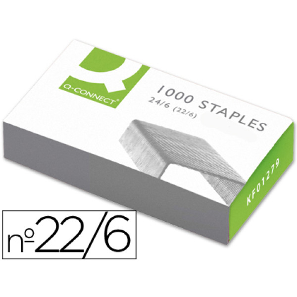 Caja 1000 grapas Q-CONNECT 22/6 24/6 galvanizadas