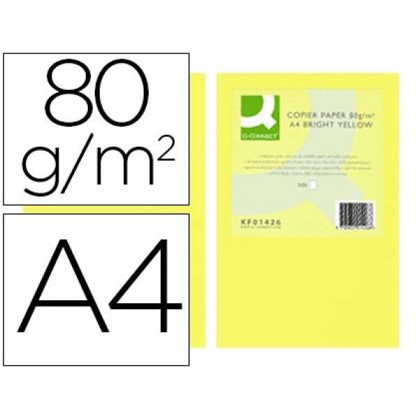 (500) Folios Q-CONNECT DIN  A4 Amarillo 80 gr.