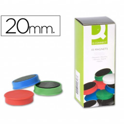 (10) Imanes Q-CONNECT sujeción pizarras magnetica Colores surtidos diámetro 20mm.
