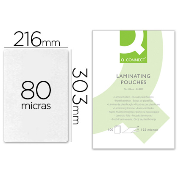 (100) Bolsas para plastificar Q-CONNECT DIN A4 303 X 216 mm - 80 mc (100) Bolsas para plastificar Q-CONNECT DIN A4 303 X 216 mm - 80 mc