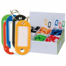 (100) Llavero portaetiquetas Q-CONNECT 45x30mm colores surtidos