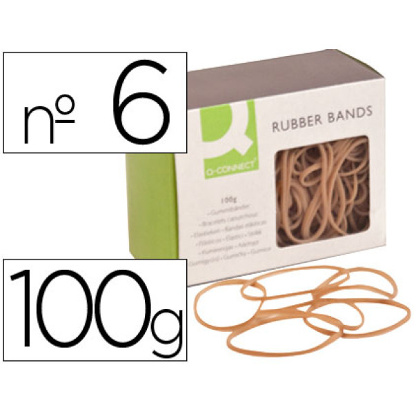 Caja gomas elásticas Q-CONNECT nº 06  100 gr.