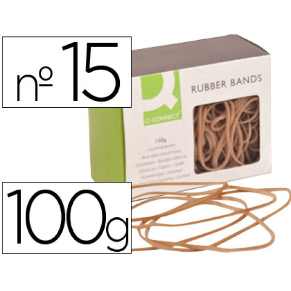 Caja gomas elásticas Q-CONNECT nº 15  100 gr.