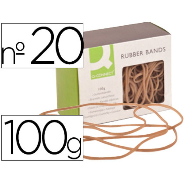 Caja gomas elásticas Q-CONNECT nº 20 100 gr.